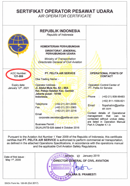 Indonesisk operatørbevis