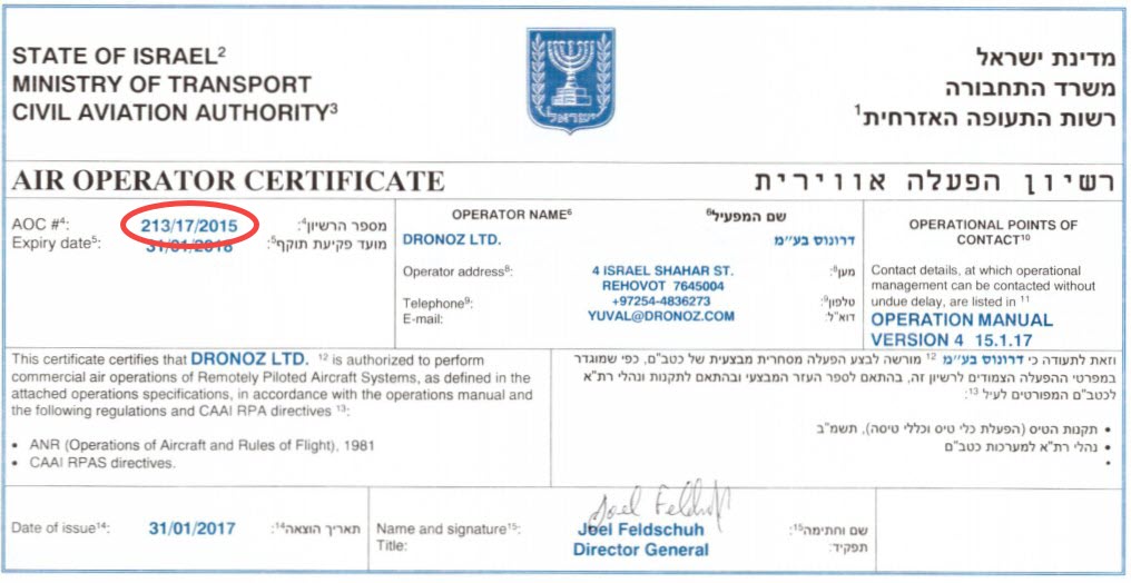 Israelsk operatørbevis